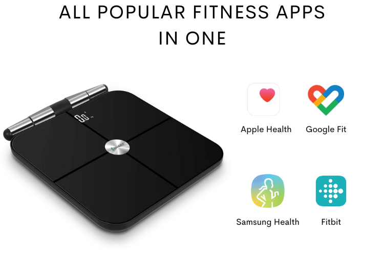 best fitness scale with app - Inexa smart 8 electrode scale with its syncable fitness apps as apple health, google fit, samsung health and fitbit